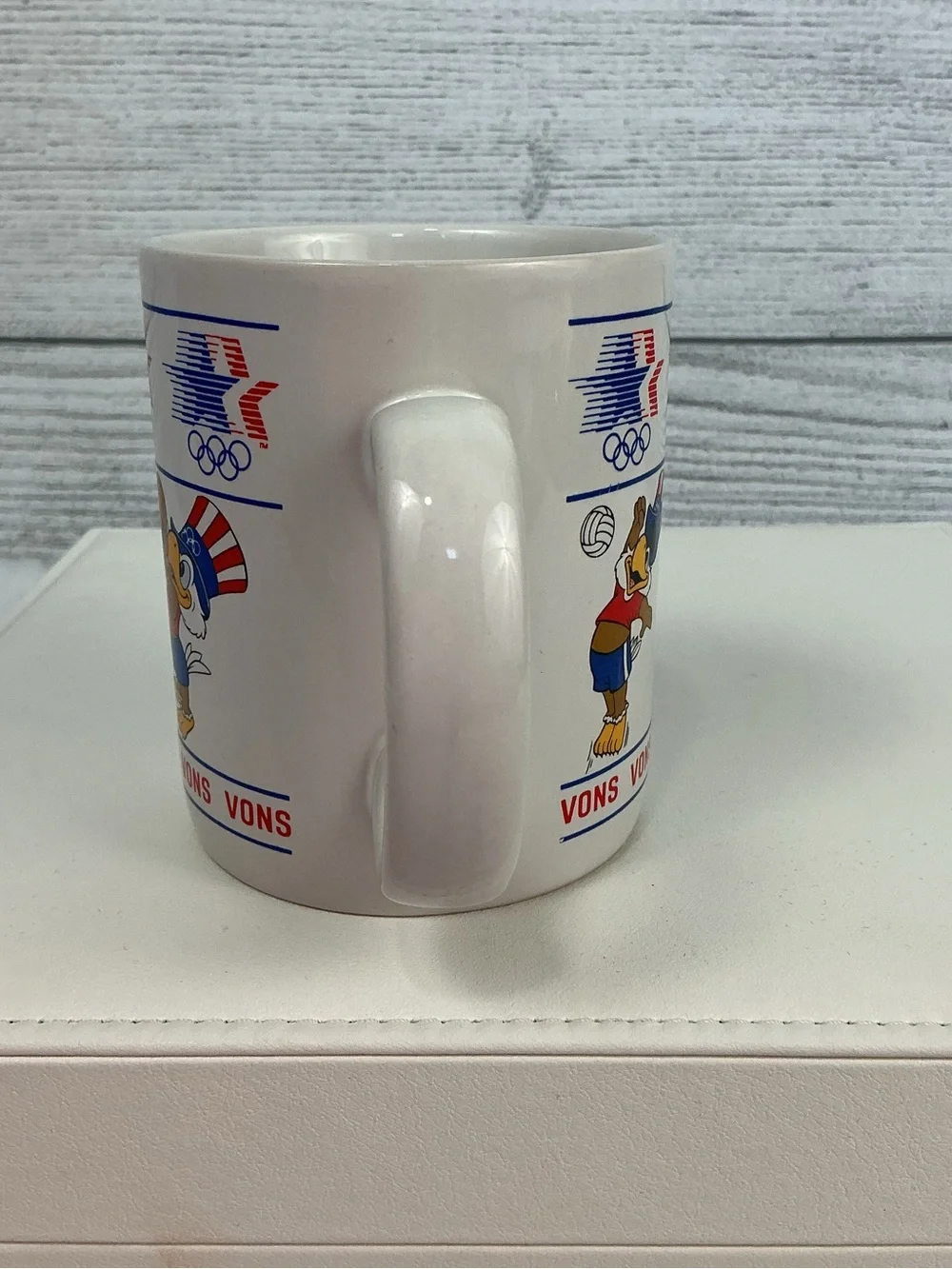 Vons Vintage 1984 Olympic Mascot Coffee Mugs - Set of 3 - Red, White & Blue